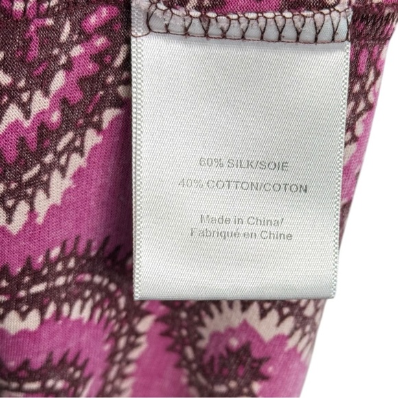 Tory Burch Swirl Print Shirt Size Small Pink Burgundy Western Bohemian - Picture 6 of 8